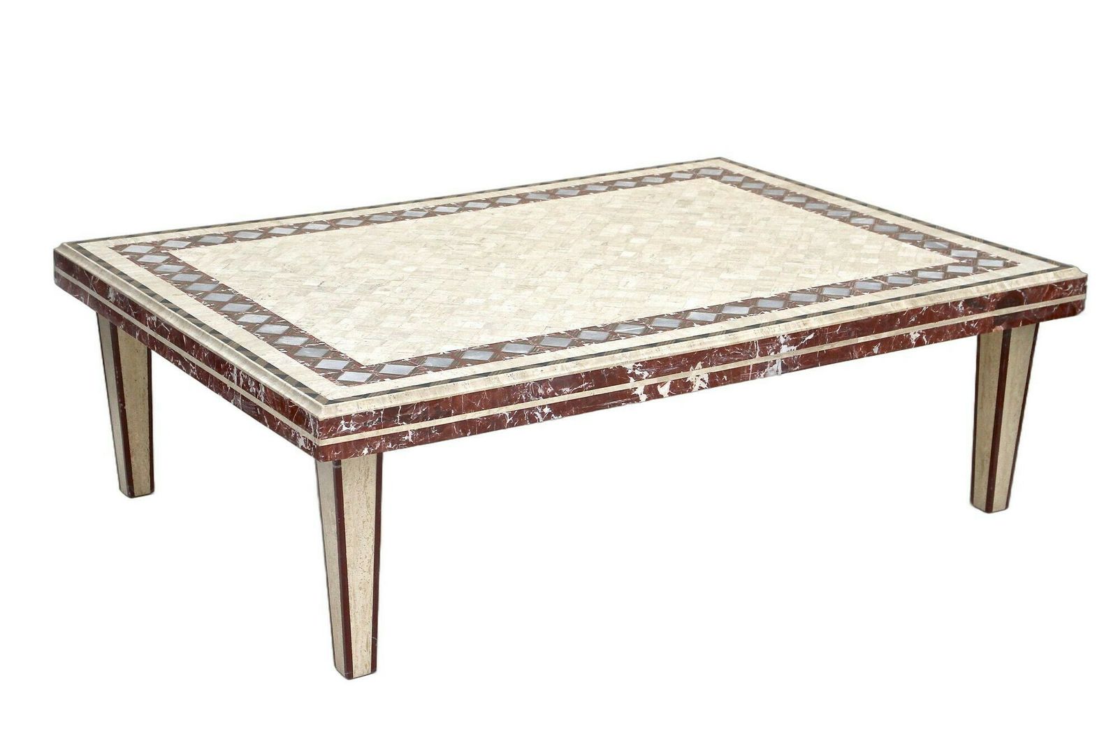 1980s Italian Travertine/ Marble Stone Coffee Table, It Ca. 1980