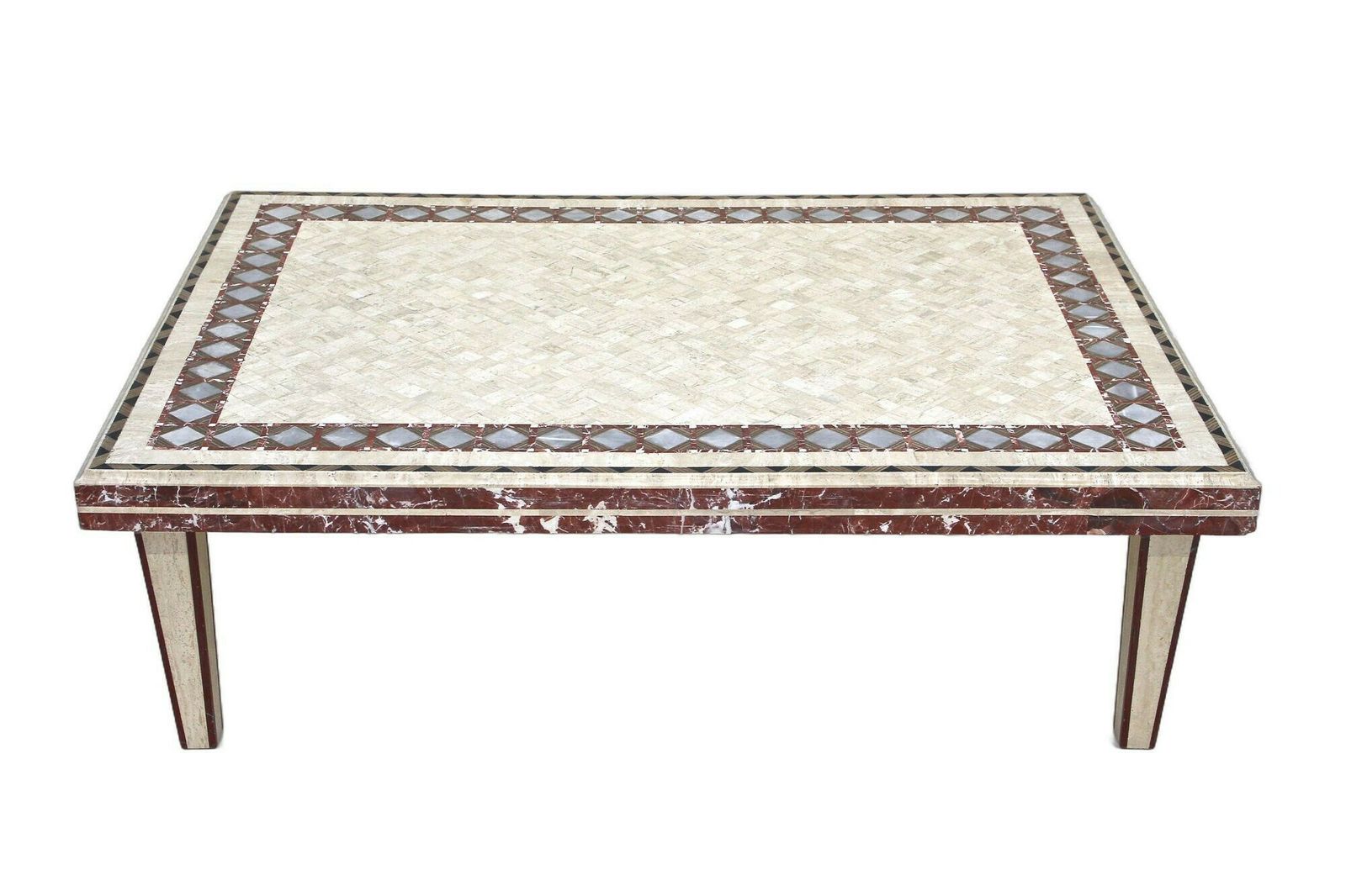 1980s Italian Travertine/ Marble Stone Coffee Table, It Ca. 1980 photo furniture