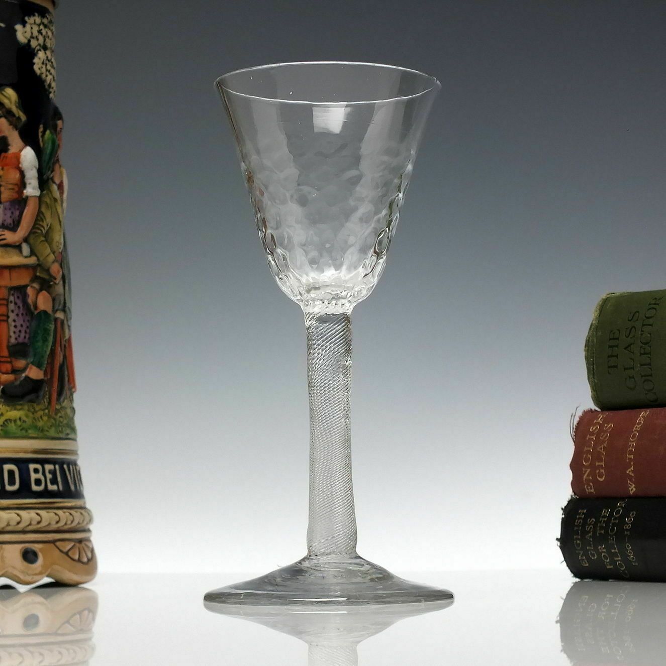 18th Century Incised Twist Wine Glass With Moulded Bowl C1755