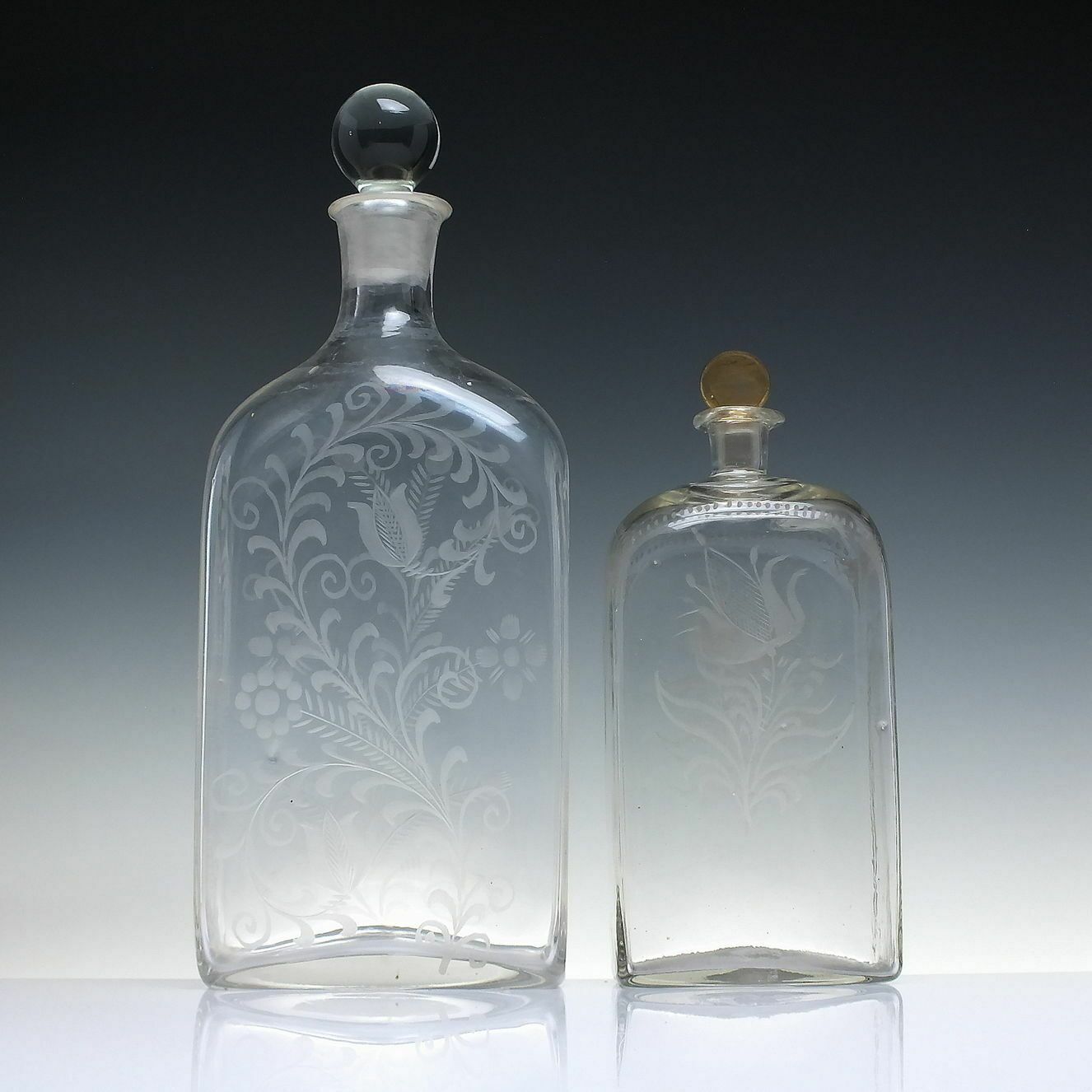 19th Century Engraved Magnum Glass Decanter C1850 photo vintage