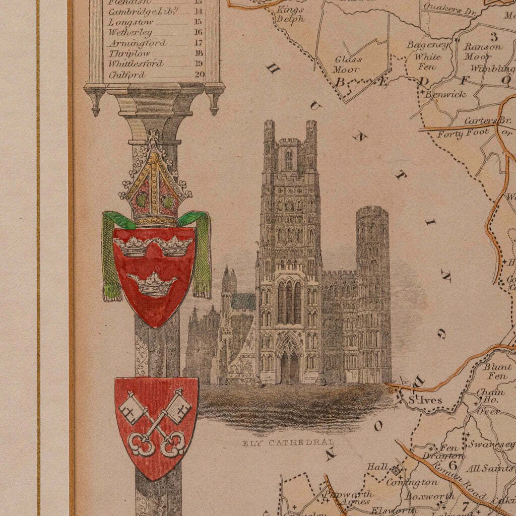 Antique Lithography Map, Cambridgeshire, English, Framed Cartography, Victorian photo buy