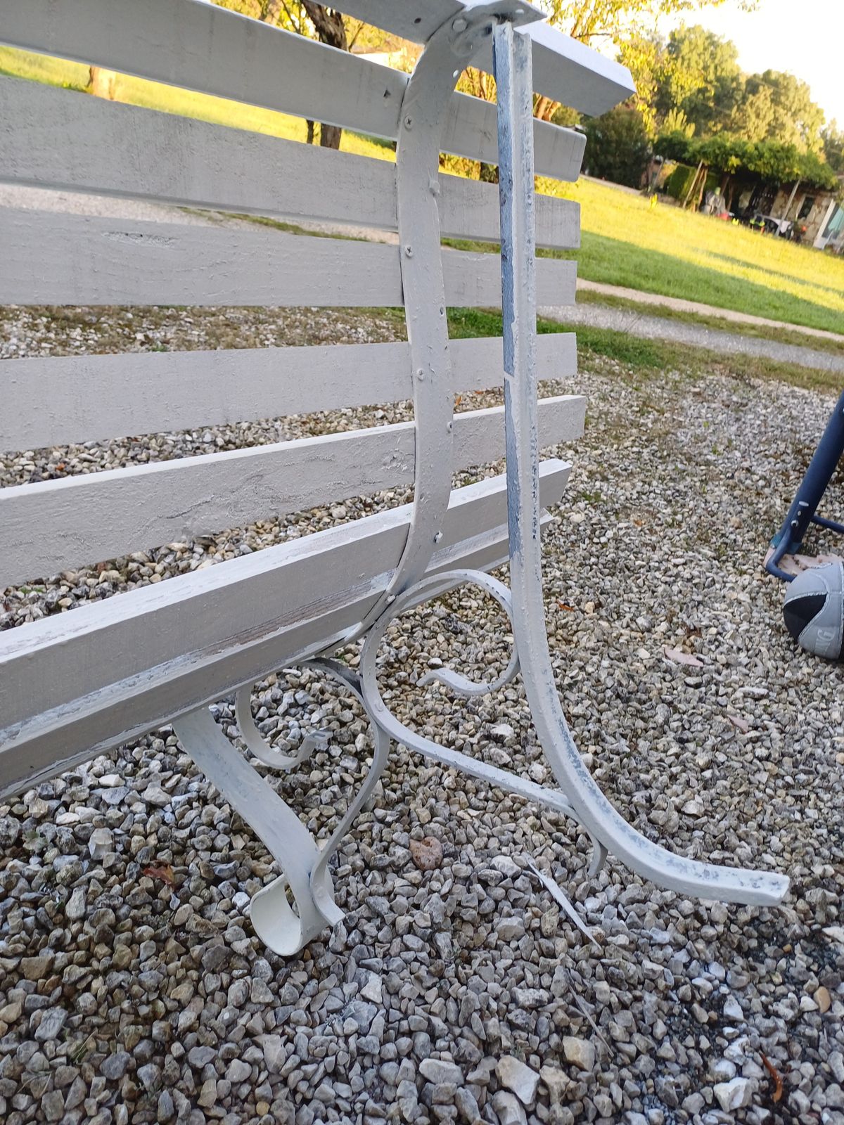 Wrought Iron And Wood Bench From The 60s photo vinterior