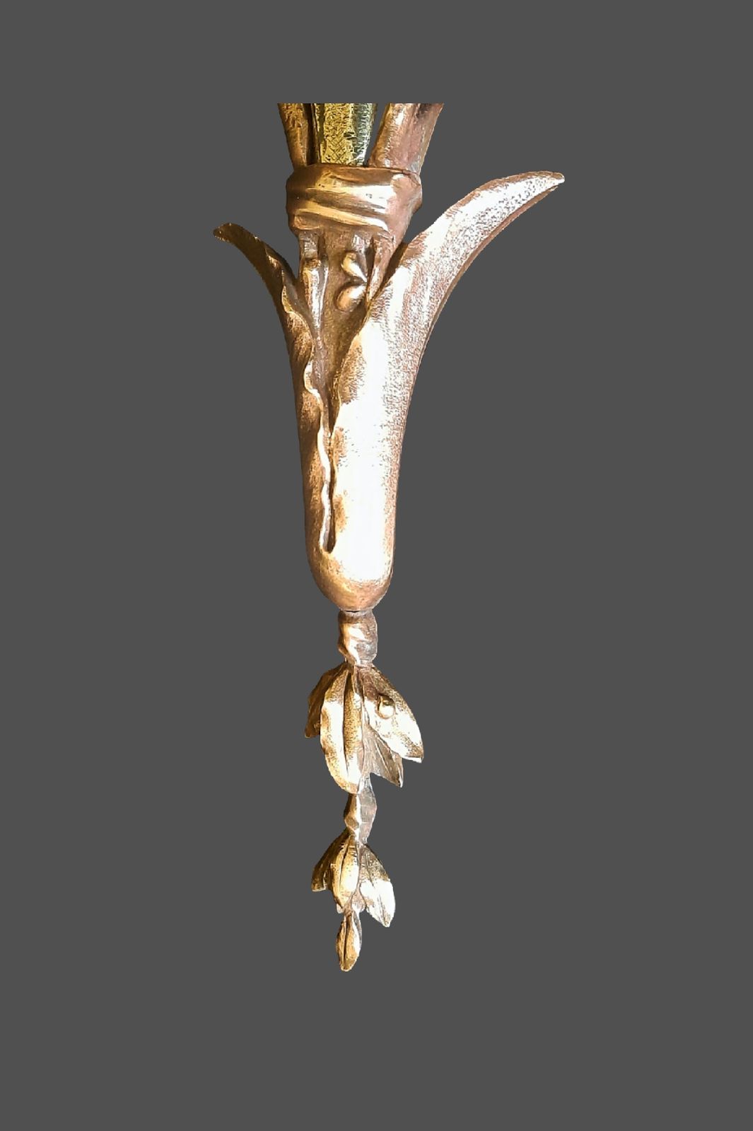 Art Nouveau Wall Sconce, Large 20" Tall, Enamelled Glass Shade Gilded Bronze Fixture France 1910s photo buy