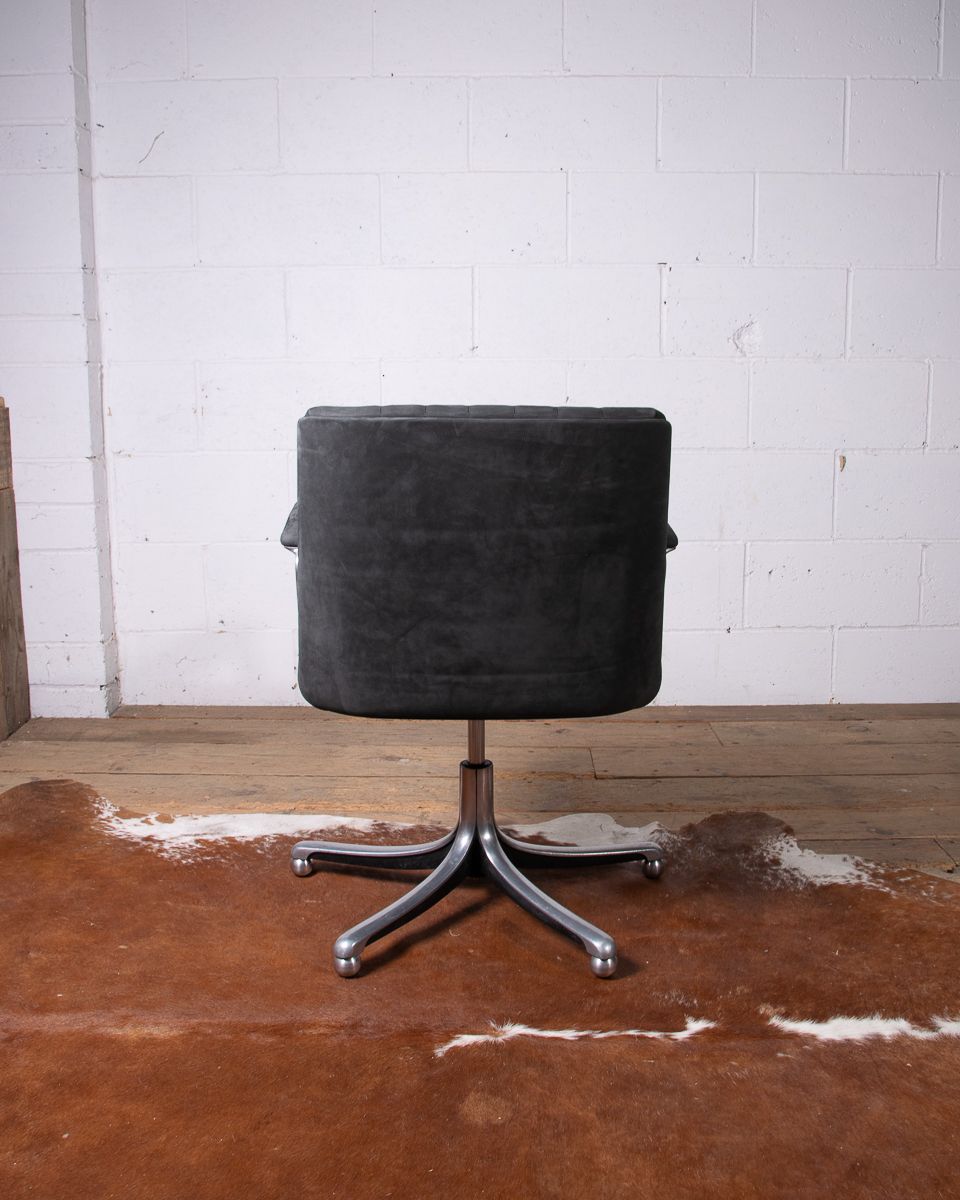 Furniture Vintage Leather Osvaldo Borsani Office Desk Chair 1970s photo