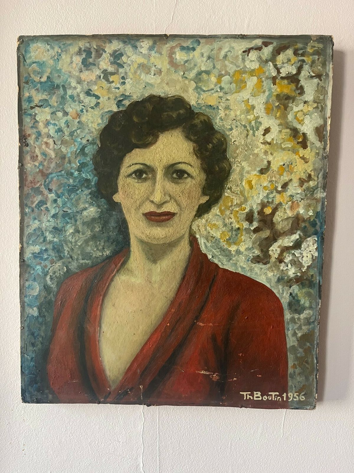 French Female Portrait In Oil On Board   1956 photo 125.0