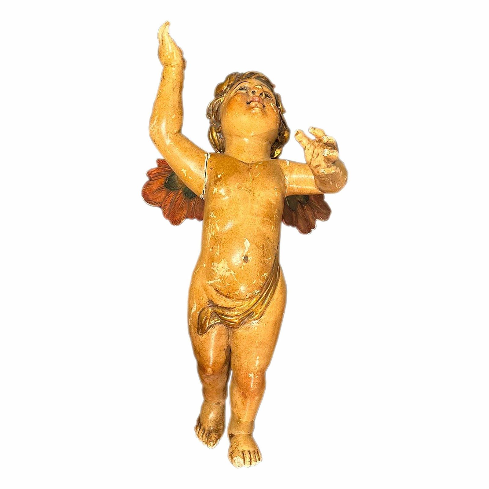 19th Century Wood Carved Angel Sculpture, Spain, 1800 photo furniture