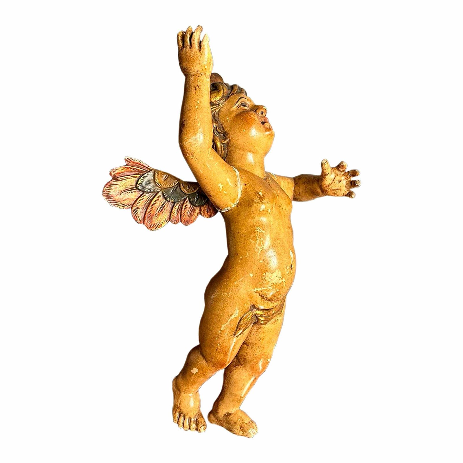 19th Century Wood Carved Angel Sculpture, Spain, 1800 photo for sale
