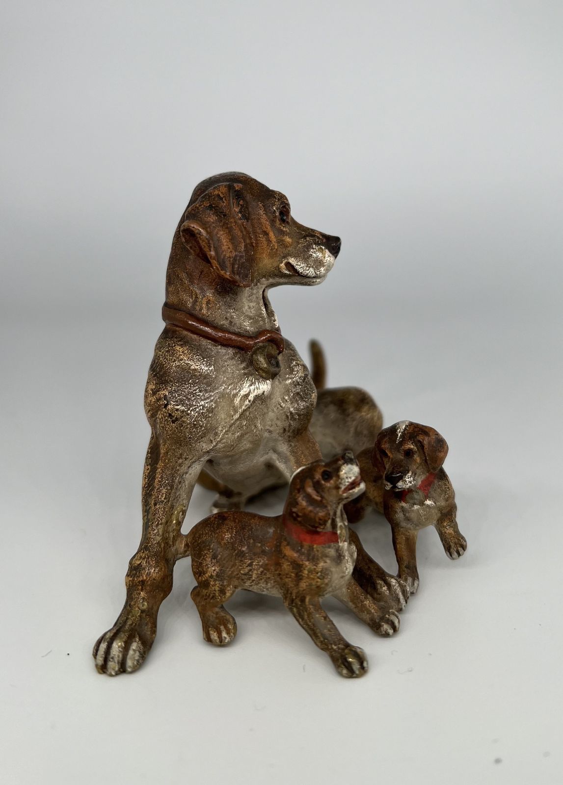 Franz Bergman Dog And Puppies Cold Painted Bronze photo Art
