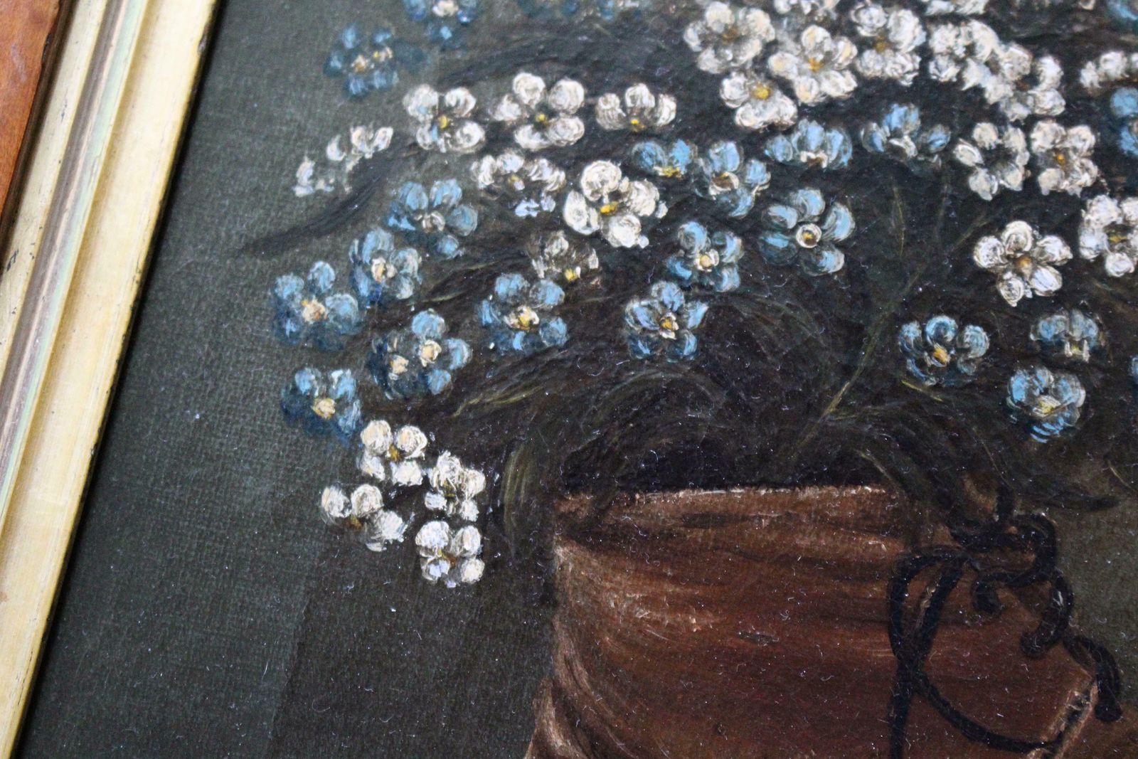 895.0 19th Century Naive Pair Of Children's Shoes & Floral Still Life Paintings photo