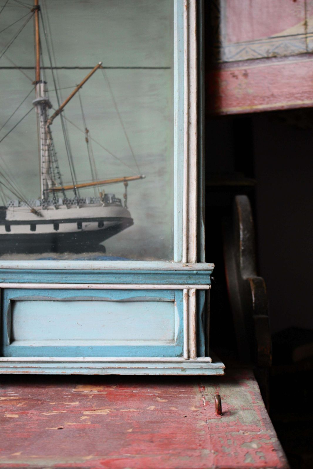 Late 19th Century Cased British Sailing Vessel Folk Art Maritime photo vintage