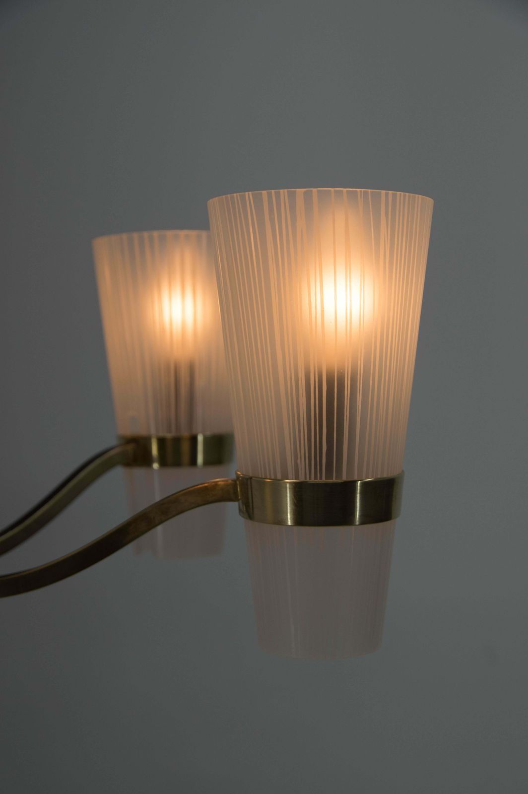 photo furniture Brass And Glass Chandelier In Lyfa Style, Denmark, 1970s