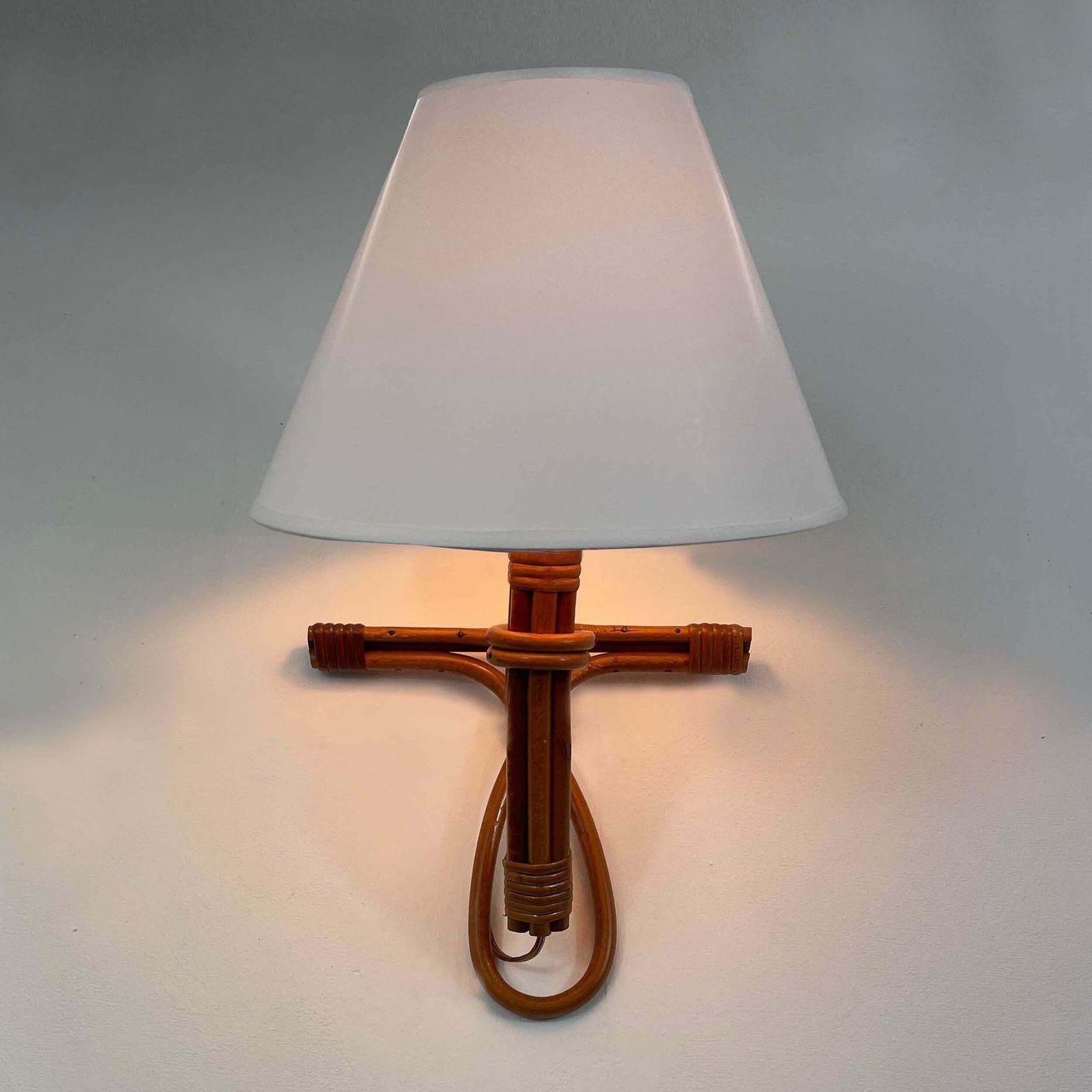 photo furniture French Riviera Rattan Bamboo And Wicker Sconce, Louis Sognot, France 1960s