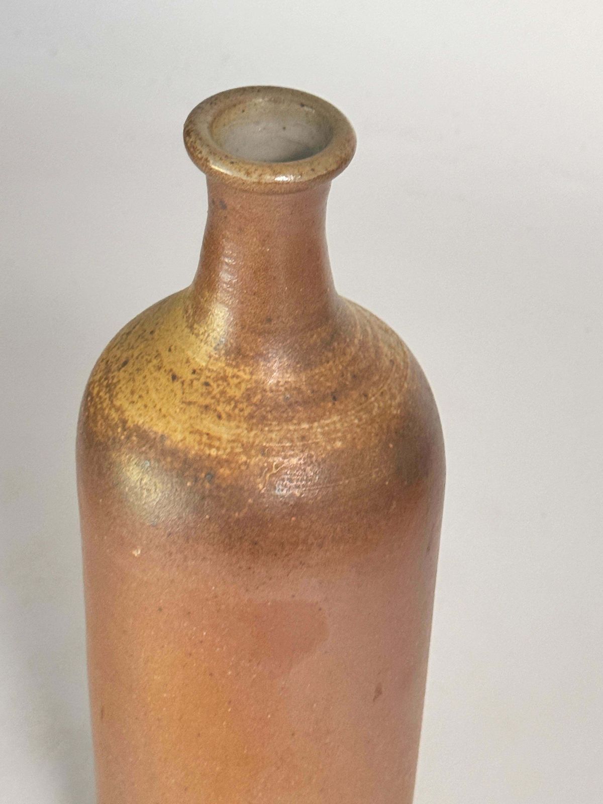 Stoneware Bottle Or Vase Brown Color France 20th Century photo vinterior