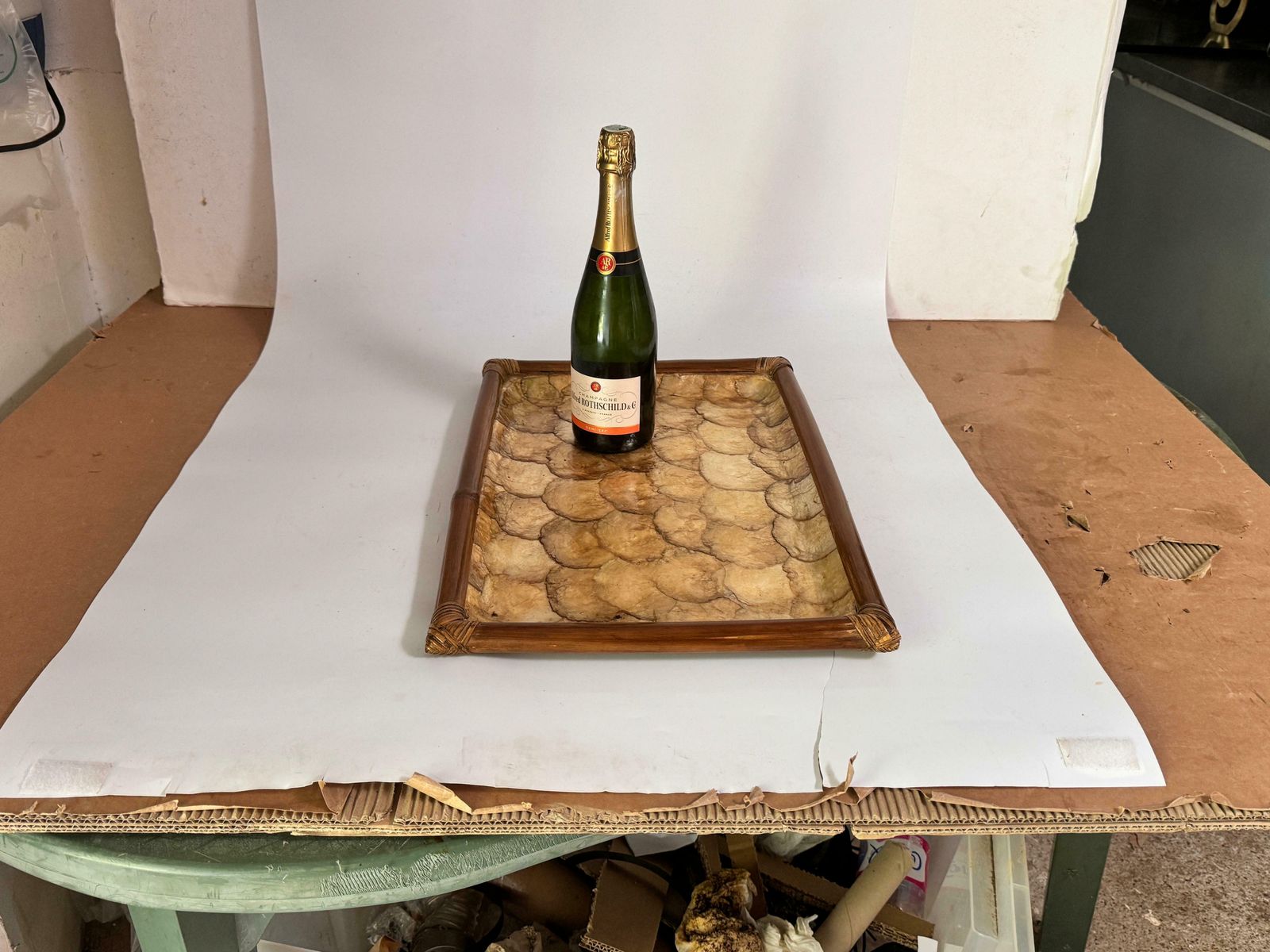 Mid Century French Decorative Wood And Mother Of Pearl Platter 1970s photo furniture
