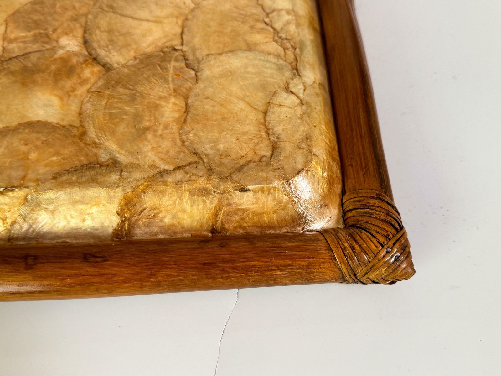 Mid Century French Decorative Wood And Mother Of Pearl Platter 1970s photo vintage