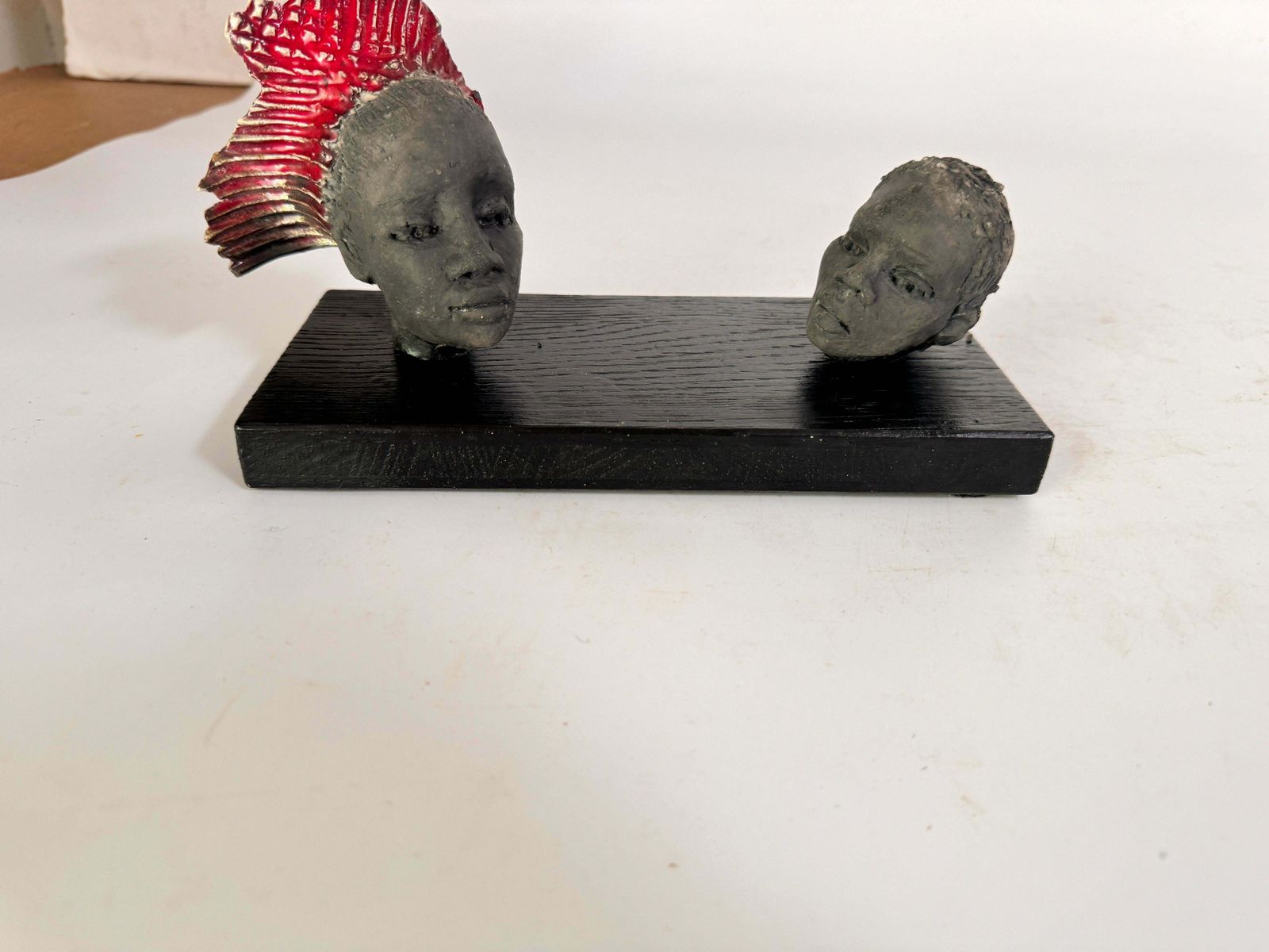 Sculptures In Wood And Ceramic From France In A Black Red Color 20th Century photo for sale