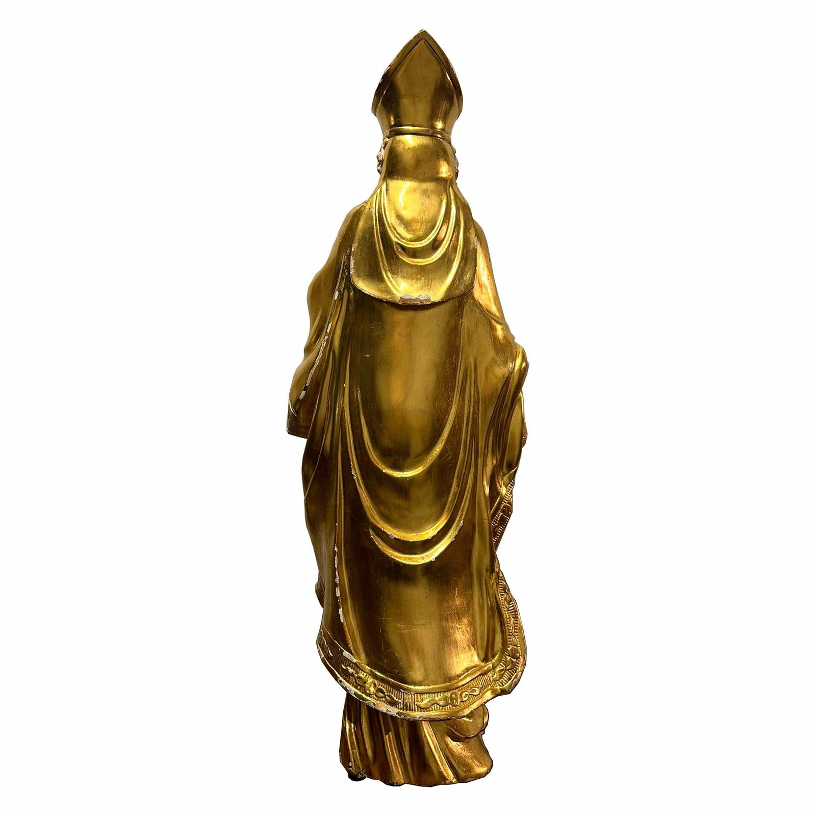 Saint Nicholas Of Bari Handcarved Sculpture With Gold Leaf, France, 19th Century photo for sale