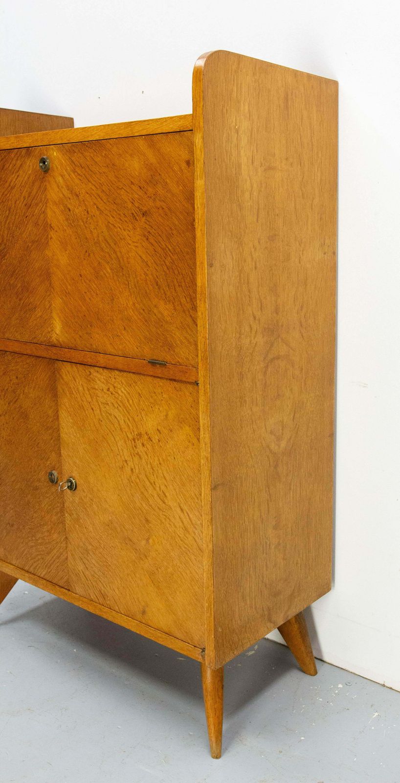 Mid Century Drop Leaf Oak Sideboard With Compass Leg photo for sale