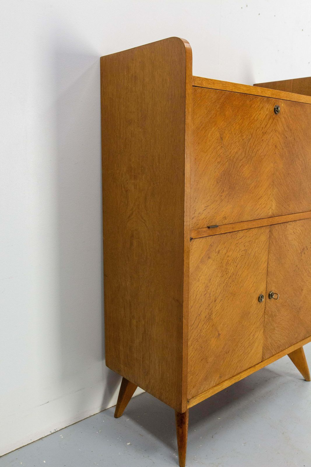 Mid Century Drop Leaf Oak Sideboard With Compass Leg photo 1388.0