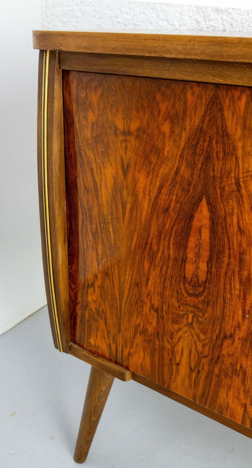 Bar Cocktail Cabinet, Walnut & Marble France, 20th Mid Century photo vinterior