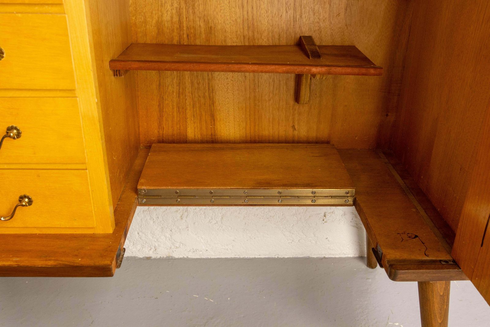 Furniture Bar Cocktail Cabinet, Walnut & Marble France, 20th Mid Century photo