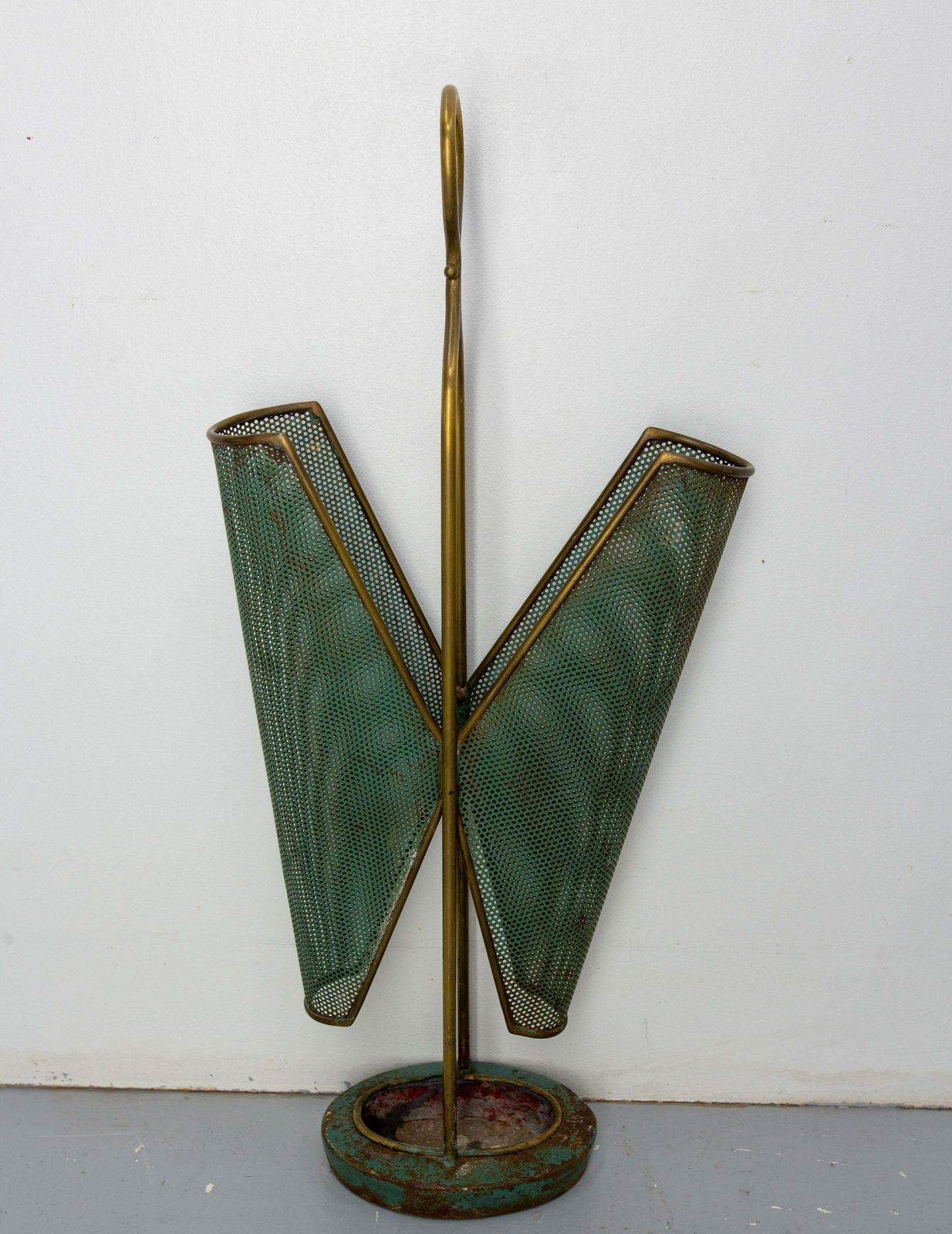 Italian Brass Umbrella Rack Stand In The Matégo Style, 20th Midcentury photo Home Decor