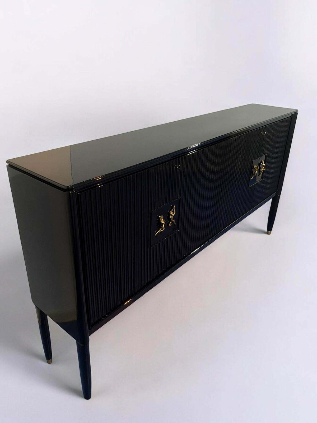 Italian Mid Century Black Lacquered Sideboard By Osvaldo Borsani, 1950s photo 25862.0