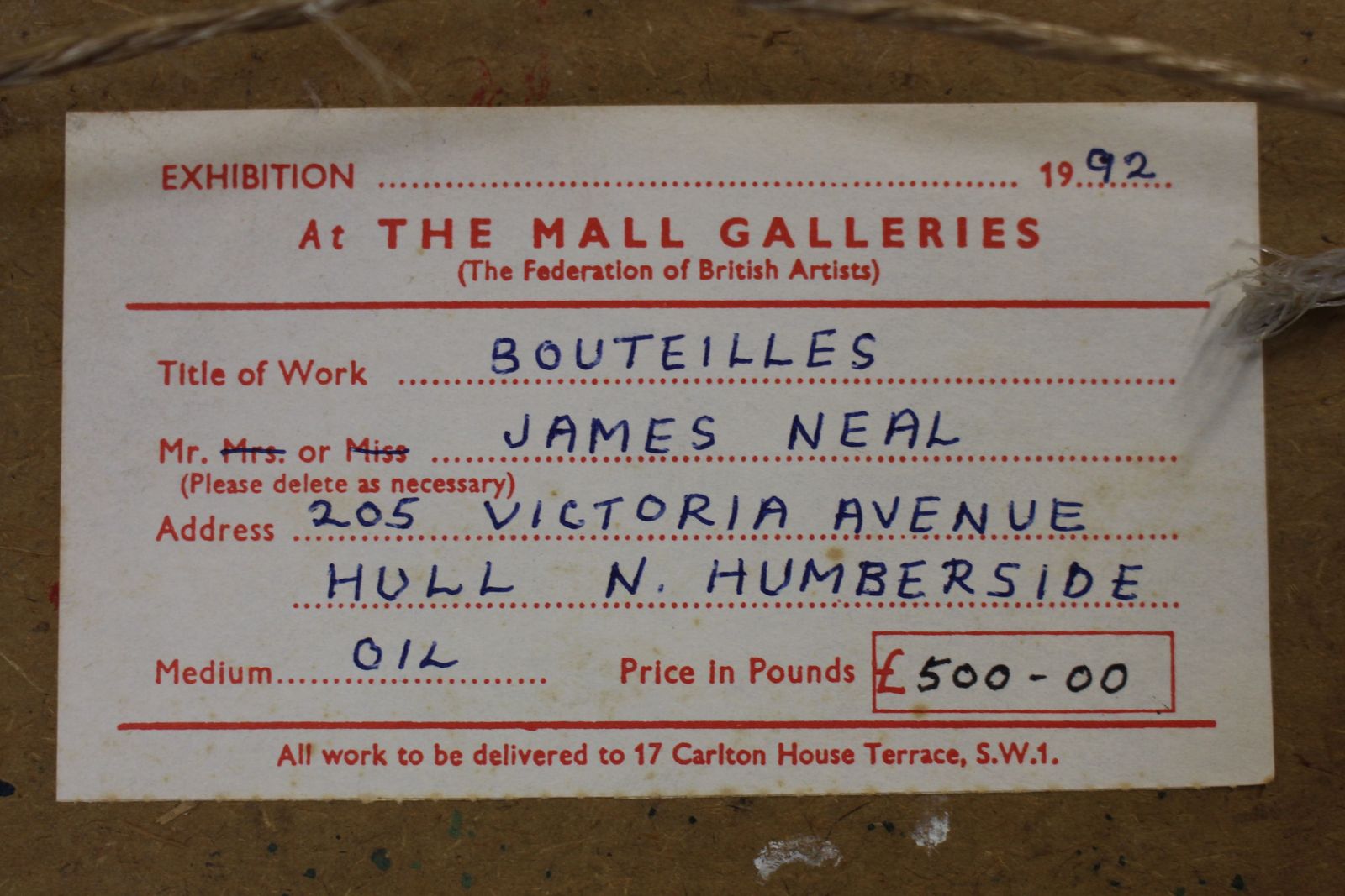 James Neal Oil Painting ” Bouteilles” photo buy