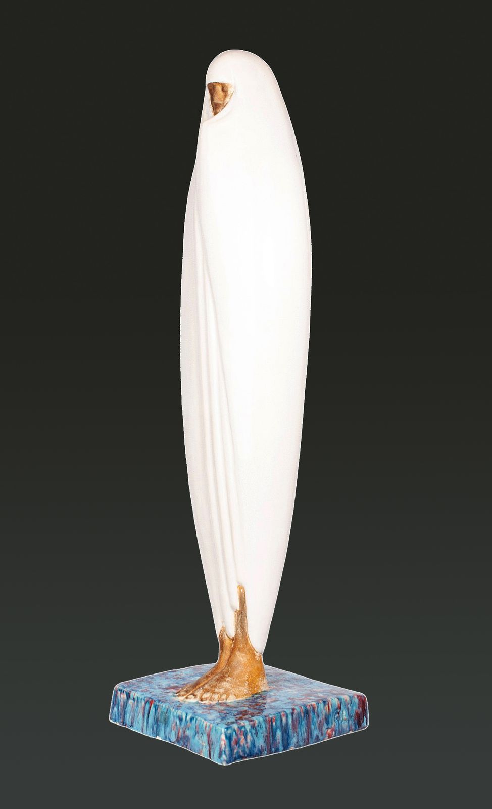 1920s Art Déco Glazed Ceramic Sculpture With Base 'La Femme Voilée De Marrakech' By Céline Lepage, France