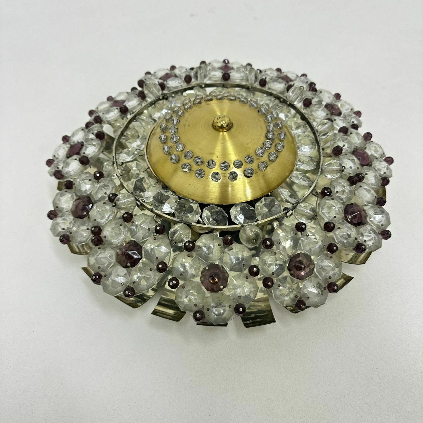 photo furniture Oostenrijkse Stejnar Kristallen Plafondlamp, Ca. Jaren 1960