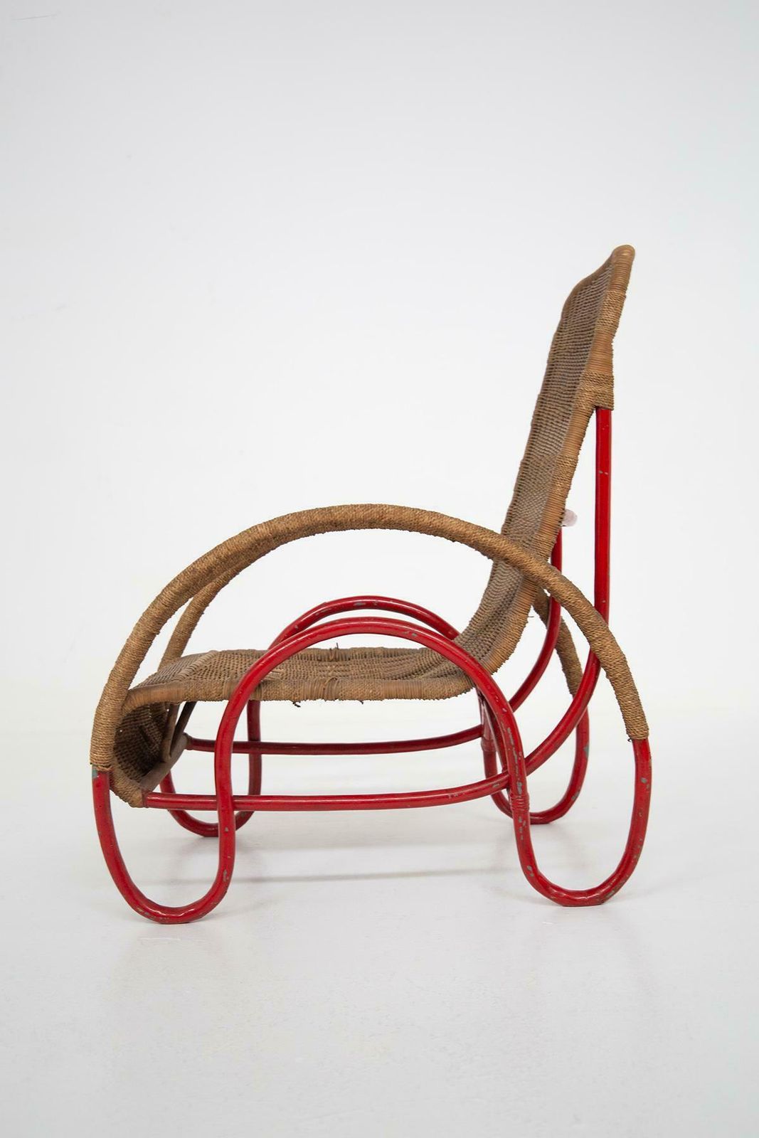 Italian Wicker And Painted Metal Armchair In Bauhaus Style photo Furniture