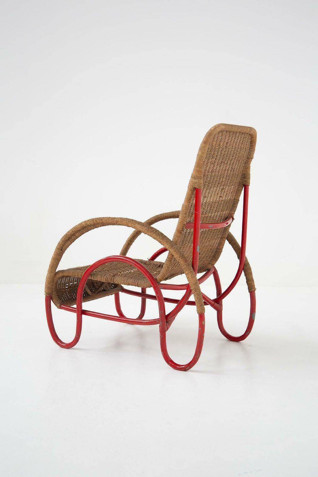 Italian Wicker And Painted Metal Armchair In Bauhaus Style photo buy