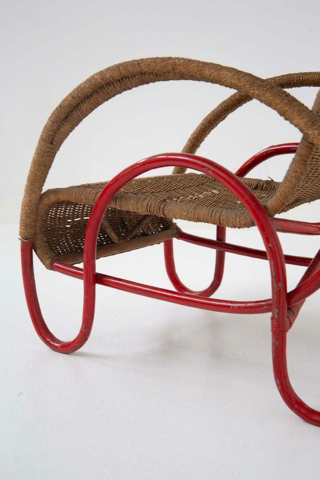 photo furniture Italian Wicker And Painted Metal Armchair In Bauhaus Style