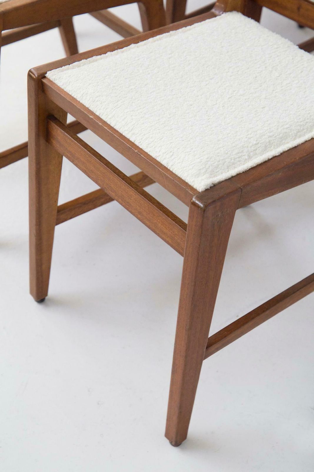 Bbpr Attr. To Set Of 12 Wooden Mid Century Chairs In Bouclé photo vintage