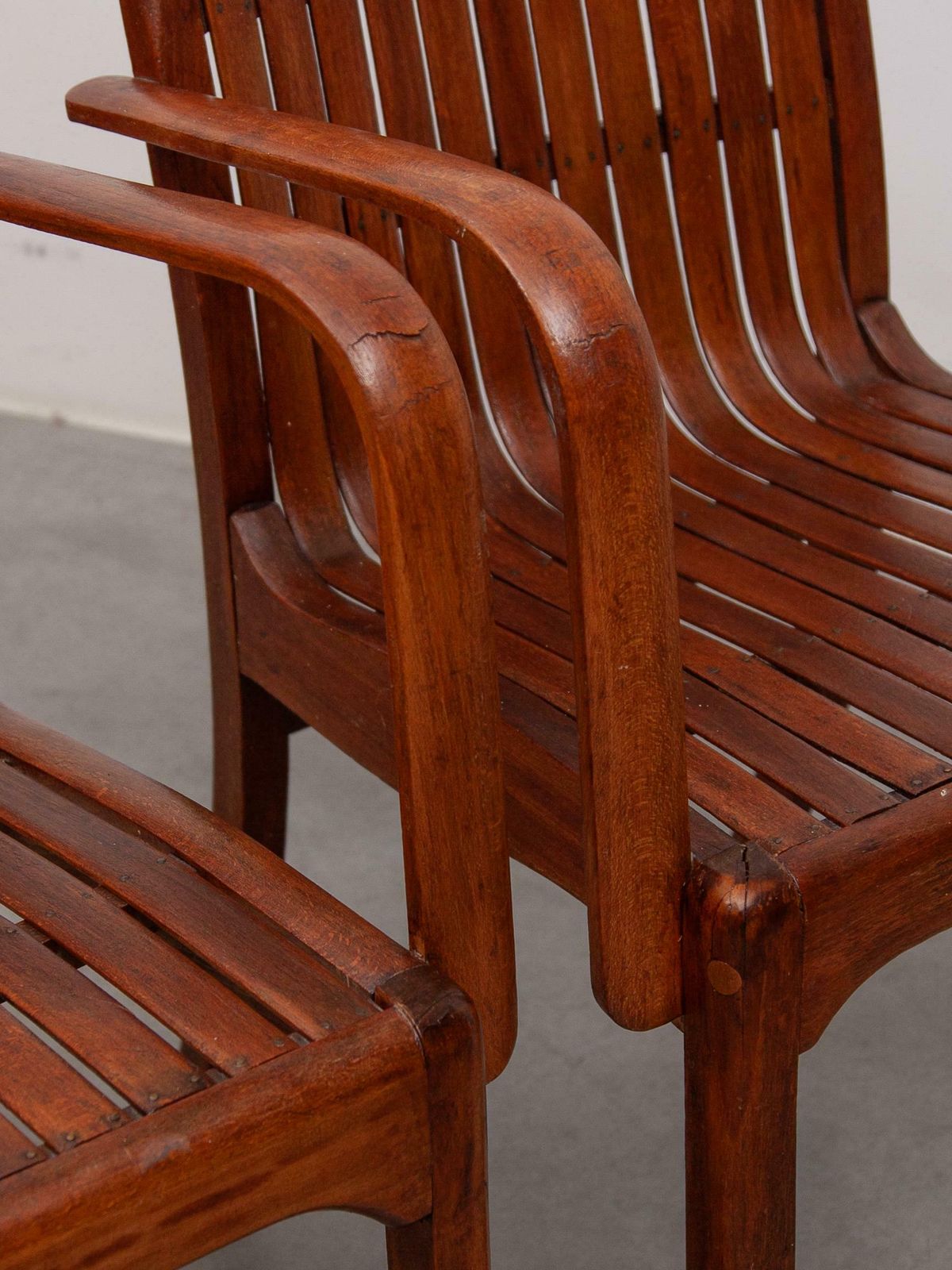photo vintage Slatted Arm Chair Art Nouveau Designed By Thonet