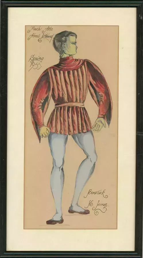 Framed 1955 Watercolour   Much Ado About Nothing Costume Design I