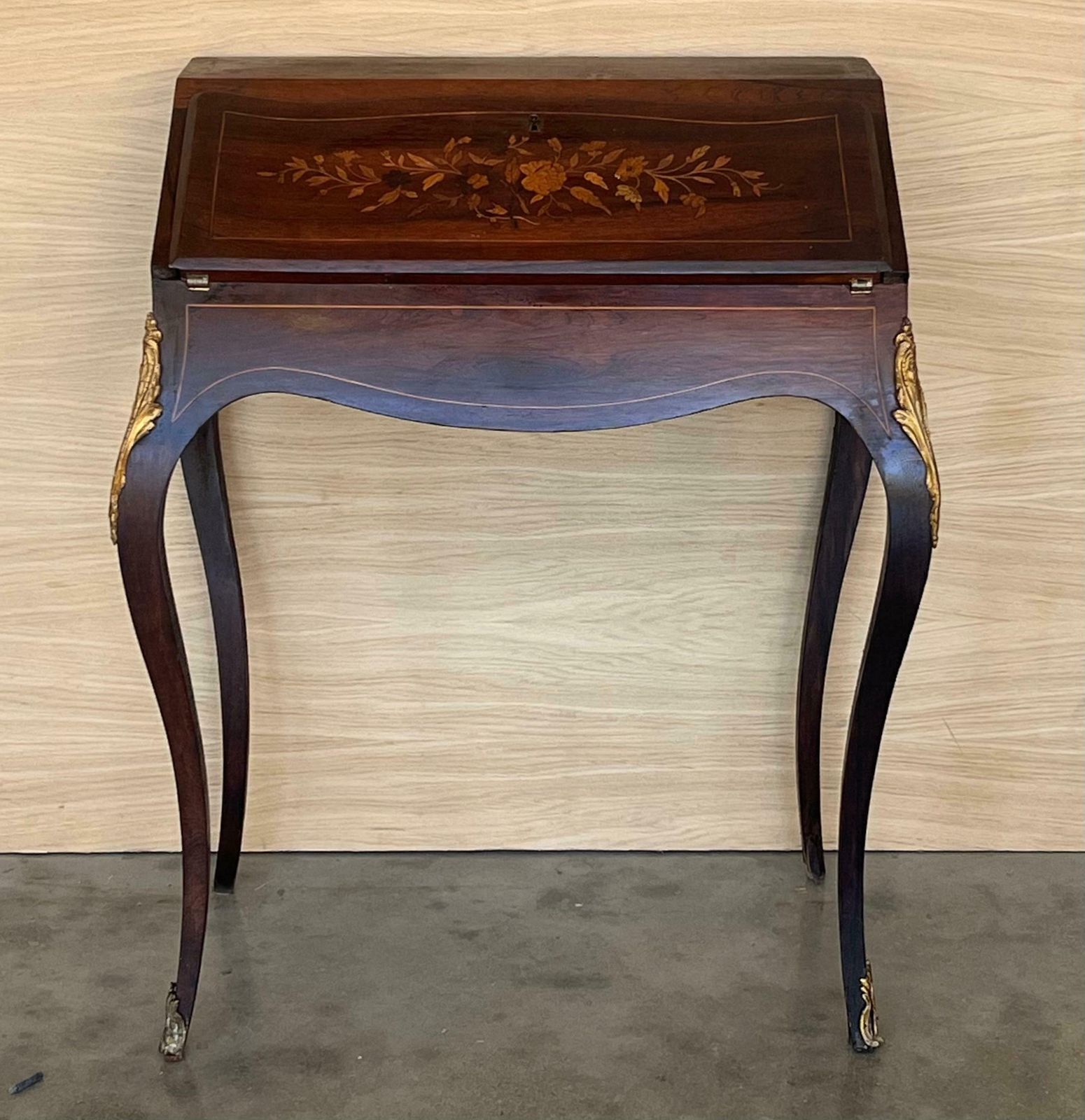 Antique Chippendale Style Walnut Drop Front Secretary Ladies Writing Desk photo for sale