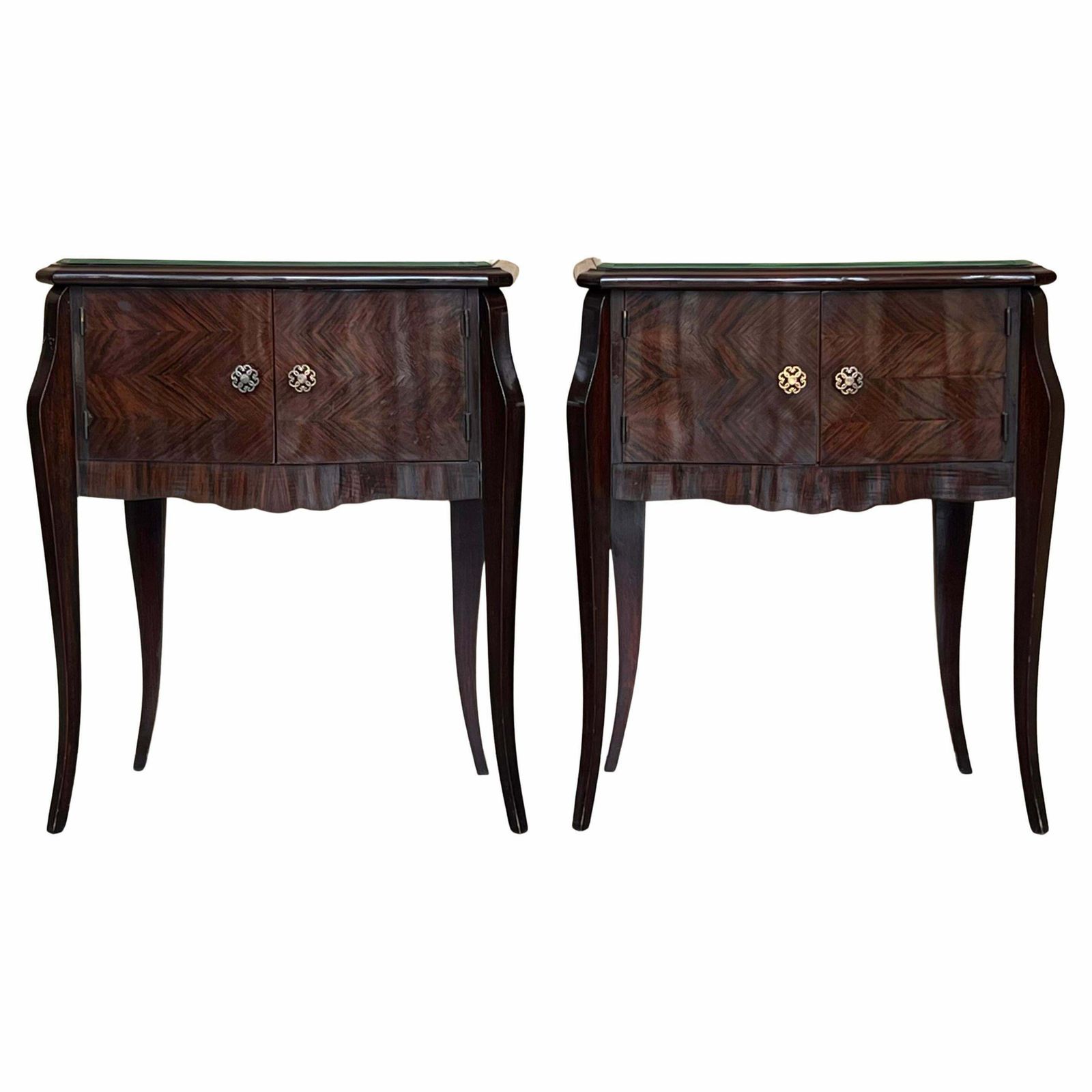 Paire de tables de chevet italiennes Art déco en acajou, début du XXe siècle