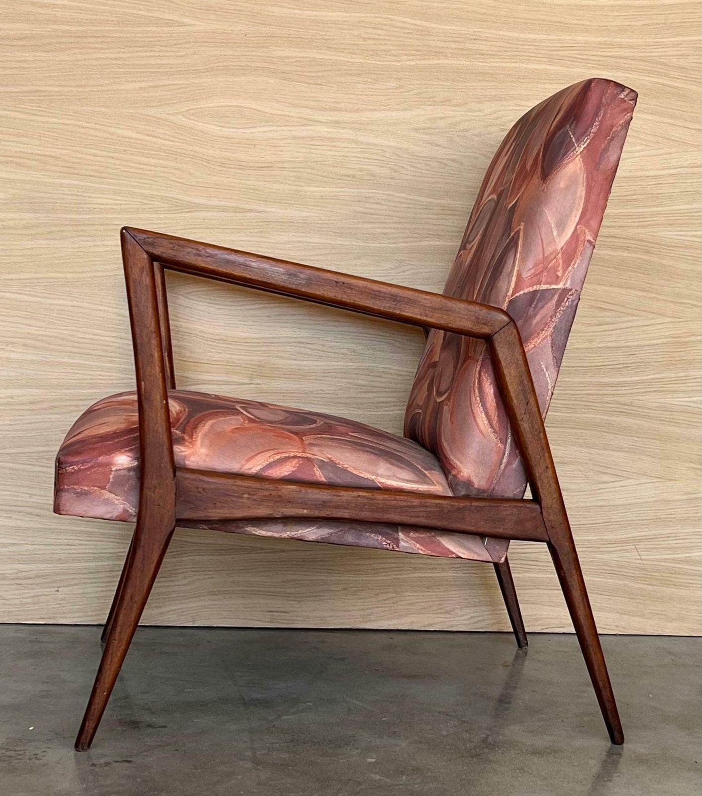 Pair Of Scandinavian Mid Century Modern Colorful Teak Lounge Armchairs photo buy