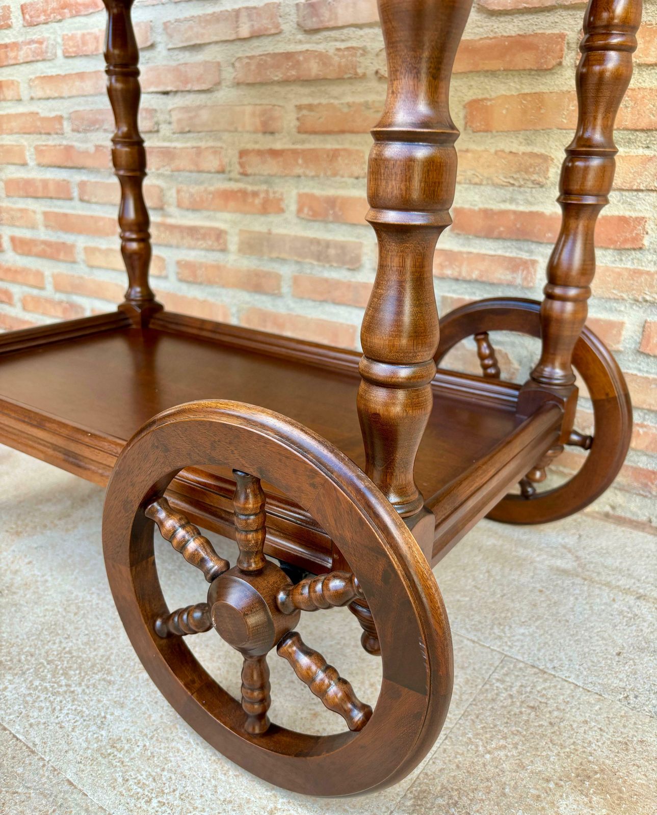 2036.0 Mid Century French Wooden Bar Cart Trolley, 1950s photo