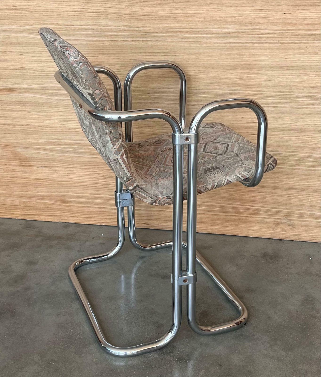 photo for sale Lot de 10 chaises mid-century chromées à double tube