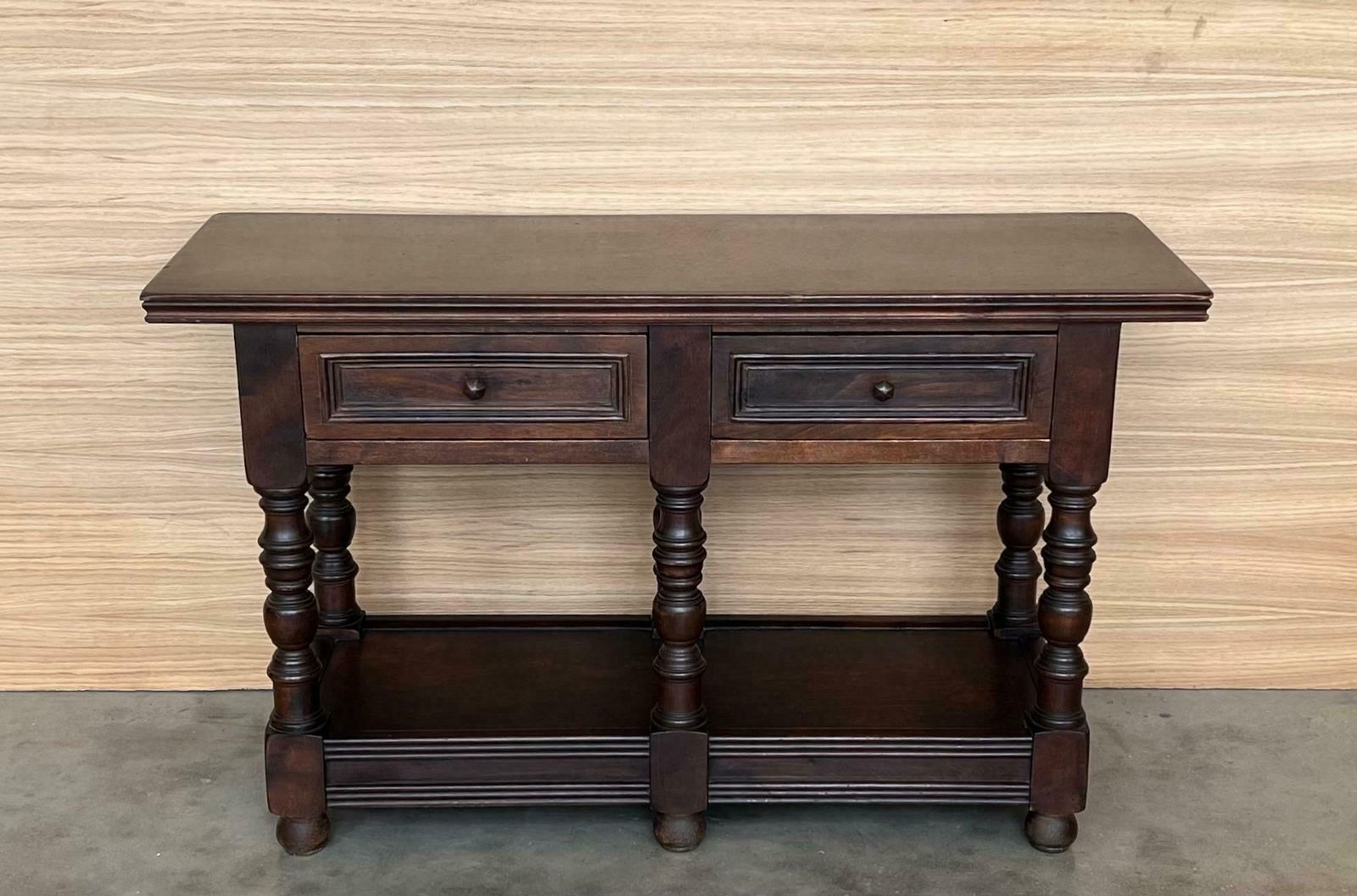 Early 20th Spanish Large Side Table With Two Drawers Or Large Nightstands photo Furniture