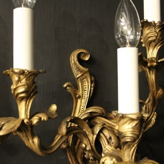 French Gilded Bronze Antique Wall Sconces photo vintage