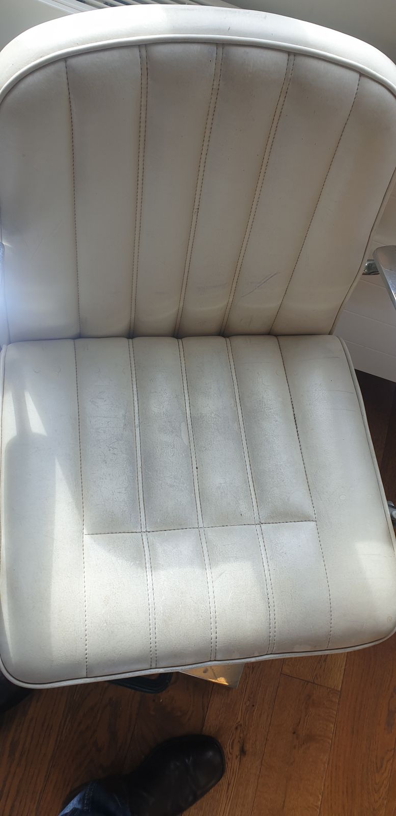 Pair Vintage White Hairdressers Bar Chairs photo 1800.0