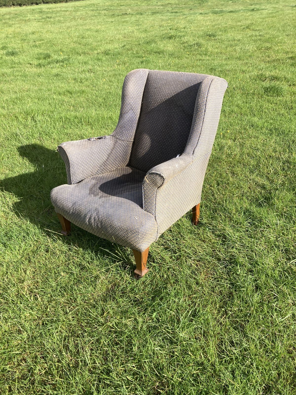 photo furniture Re Upholstery Project, Oak Frame Edwardian Lounge Chair