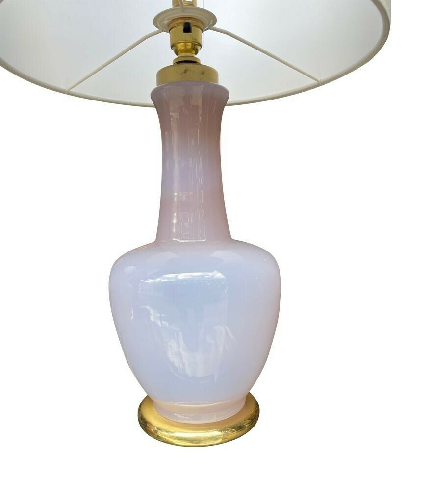 A Pair Of Lavender Opaline Murano Glass Lamps By Cenedese photo 1850.0