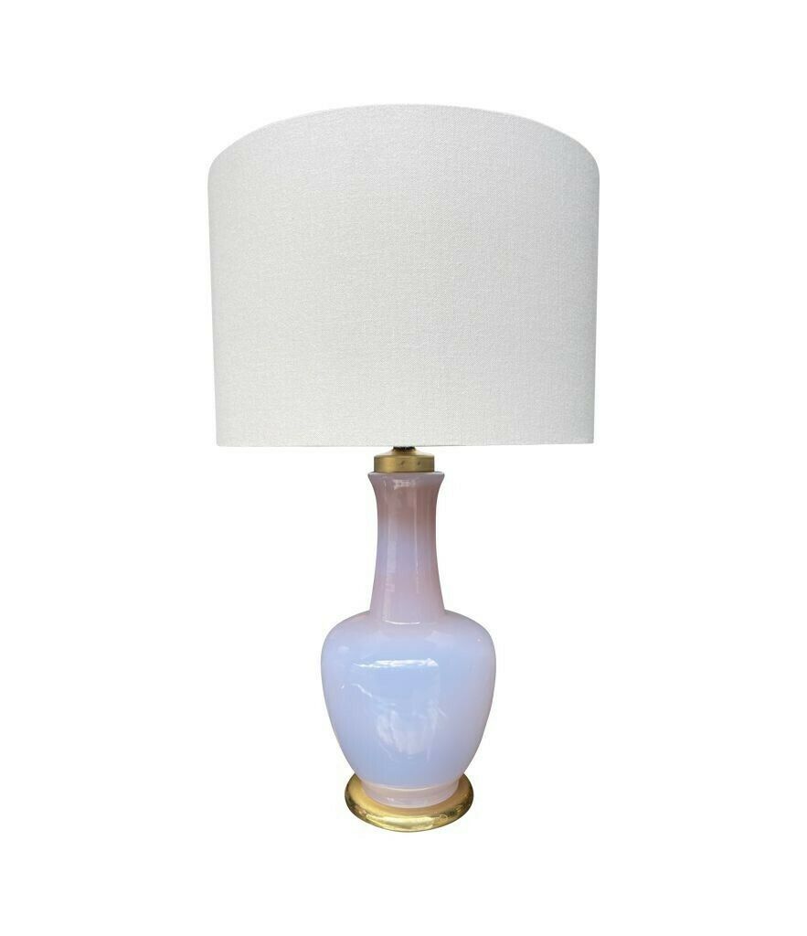 A Pair Of Lavender Opaline Murano Glass Lamps By Cenedese photo vintage