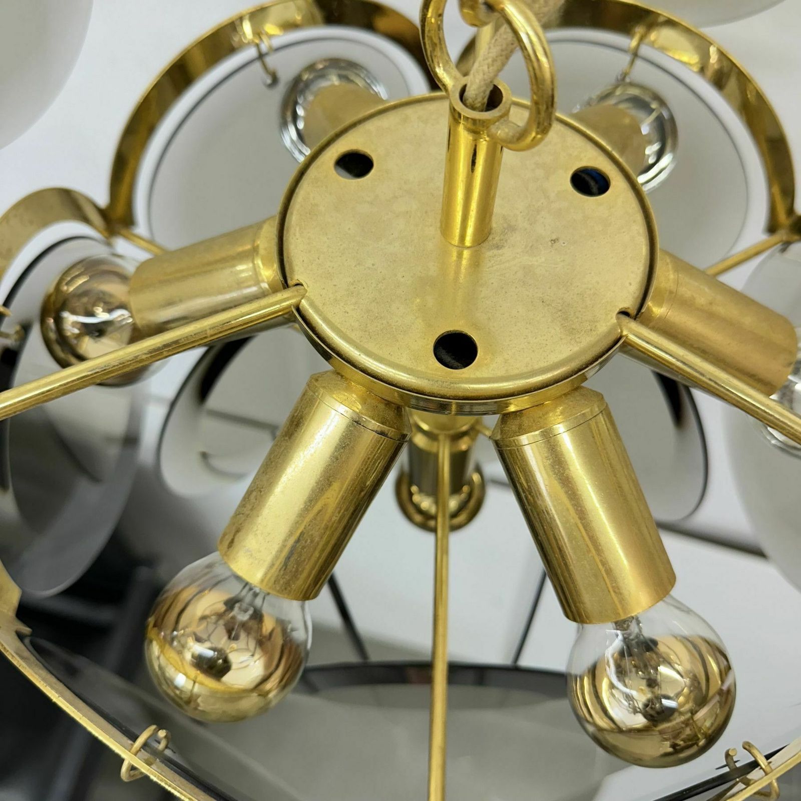 photo vinterior Vistas Gold Smoked Glass, Hanglamp Uit De Jaren 1970