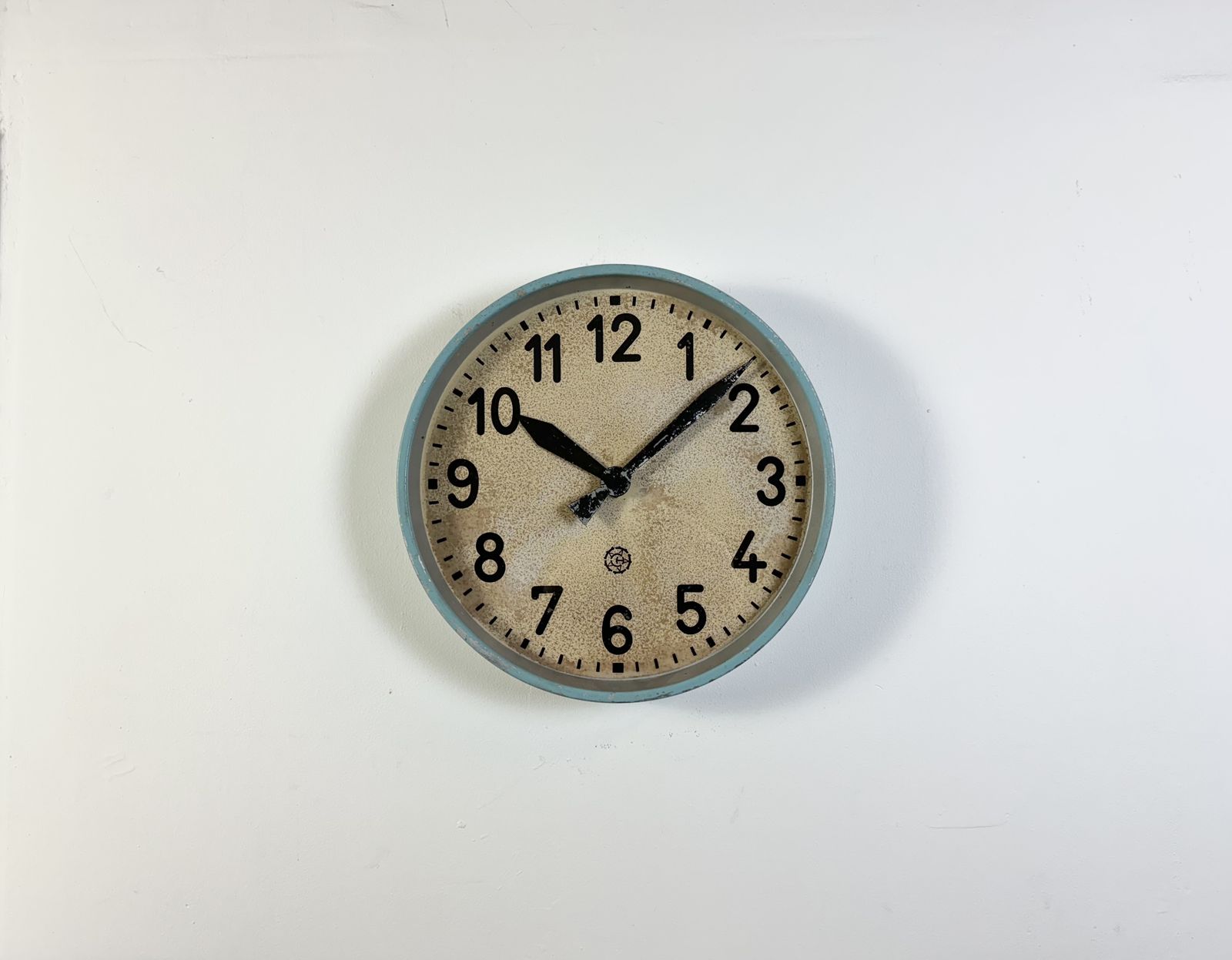 Large Blue Industrial Factory Wall Clock From Chronotechna, 1950s photo 379.0