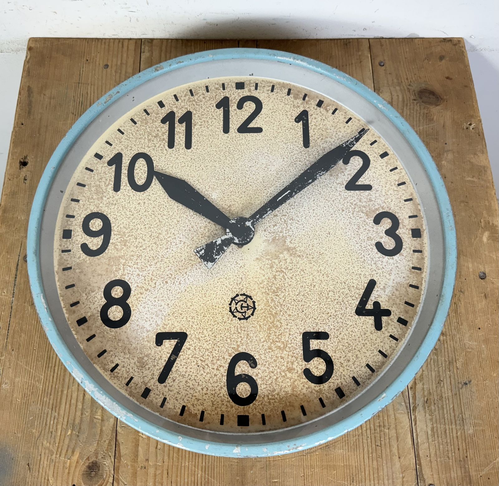 Home Decor Large Blue Industrial Factory Wall Clock From Chronotechna, 1950s photo